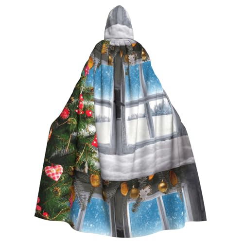 Zcmkjlg Weihnachtsumhang mit Kapuze für Erwachsene, Motiv: Weihnachtsbaum, 1 Druck, Themenpartys, Umhang für Maskerade von Zcmkjlg