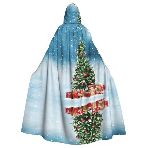 Zcmkjlg Weihnachtsumhang mit Kapuze für Erwachsene, Motiv: Weihnachtsbaum und Geschenk, für Mottopartys Zcmkjlg Weihnachtsumhang mit Kapuze für Erwachsene, Motiv: Weihnachtsbaum und Geschenk, für Mottopartys von Zcmkjlg