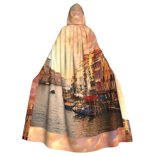 Zcmkjlg Wunderschöner Venedig-Kanalblick-Druck, Erwachsenen-Halloween-Umhang mit Kapuze, Motto-Party-Umhang für Maskerade von Zcmkjlg