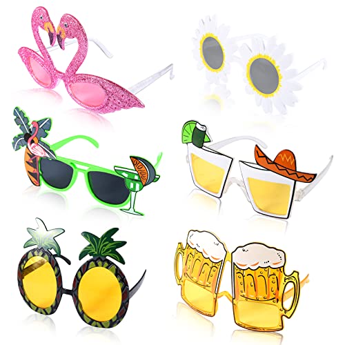 Hawaiian Tropical Party Brille Set,Lustiges Sonnenbrillen Set 6 Paar,Neuheit Partybrille,Luau Beach Party Kostüm Dekoration,Brillen Neuheit Party Photo Booth für Kinder Erwachsene von ZeYou
