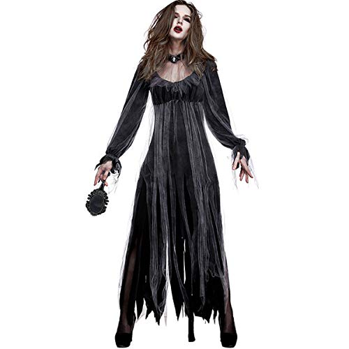 Zeagro Damen Geisterbraut Kostüm Erwachsene Schwarz Zombie Hochzeit Kleid Outfit Damenkostüm Halloween Kleid von Zeagro