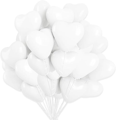 50 Stück Herzluftballons Weiß,Die Ballons mit Herzform dienen als hochwertige Hochzeitsdeko,JGA Deko,Helium geeignet Naturlatex,Hochzeit/Verlobung/Valentinstag/Geburtstag/Party 50 Stück Herzluftballons Weiß,Die Ballons mit Herzform dienen als hochwertige Hochzeitsdeko,JGA Deko,Helium geeignet Naturlatex,Hochzeit/Verlobung/Valentinstag/Geburtstag/Party von Zeaicos