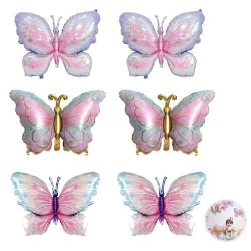 6 Stück Schmetterling Folienballon, Schmetterlinge Feen Deko für Mädchen Geburtstag Feste Baby Shower Hochzeit, Schmetterling Luftballon, Blau und Lila Schmetterlinge Ballon 6 Stück Schmetterling Folienballon, Schmetterlinge Feen Deko für Mädchen Geburtstag Feste Baby Shower Hochzeit, Schmetterling Luftballon, Blau und Lila Schmetterlinge Ballon von Zeaicos
