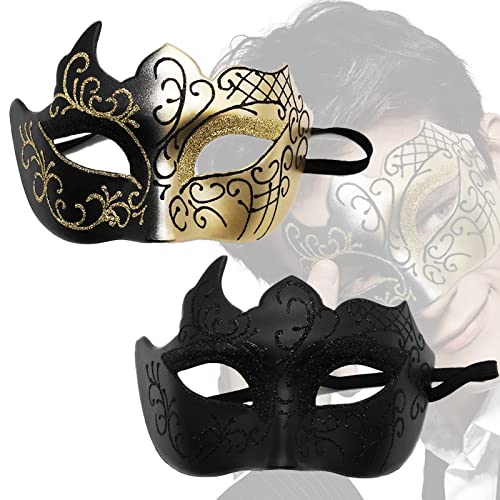 Zeaying 2 Stücke Maskenball Maske Damen Glitzer, Venezianische Masken, Maskerade Gesichtsmaske, Luxus-Masken, Schwarz und Gold, Vintage Gold, Faschingsmasken Gesicht Famen, Phantom der Oper Halbmaske Zeaying 2 Stücke Maskenball Maske Damen Glitzer, Venezianische Masken, Maskerade Gesichtsmaske, Luxus-Masken, Schwarz und Gold, Vintage Gold, Faschingsmasken Gesicht Famen, Phantom der Oper Halbmaske von Zeaying