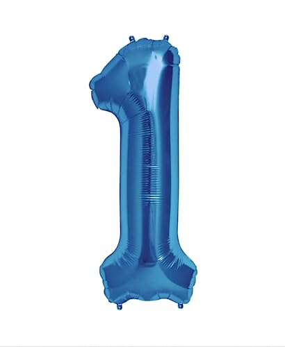 Folienballon, Nummer 1, klein, 35 cm, Blau von Zebra Balloons