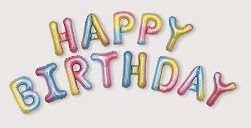 Pastell Regenbogen Happy Birthday Banner Folienballon 2m Pastell Regenbogen Happy Birthday Banner Folienballon 2m von Zebra Balloons