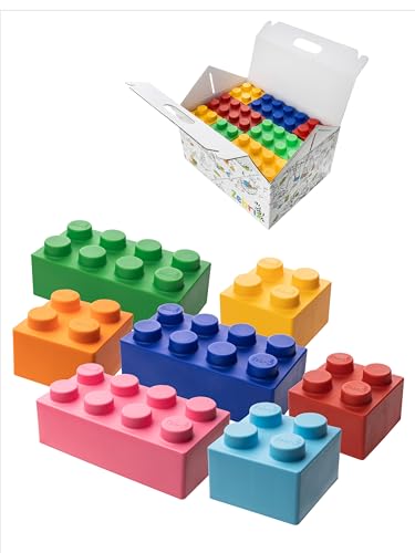 Zebrix XXL 50 Klemmbausteine 7 Farben I Große Bausteine in Pink, Hellblau, Orange, Rot, Grün, Blau und Gelb - (50 Steine) I Für Babys & Kinder I Made in Germany 6 Monate - 99 Jahre von Zebrix