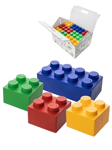 Zebrix XXL 25 Klemmbausteine 4 Farben I Große Bausteine in Rot, Grün, Blau und Gelb - (25 Steine) I Für Babys & Kinder I Made in Germany von Zebrix