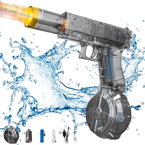 Wasserpistole Elektrisch, Elektrische Wasserpistole für Erwachsene und Kinder, 7,9M Reichweite Wasserspritzpistole, Wasserpistolen Spielzeug Große Kapazität für Sommer Strand Outdoor Pool (Grau) von Zecnaud