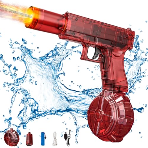 Wasserpistole Elektrisch, Elektrische Wasserpistole für Erwachsene und Kinder, 7,9M Reichweite Wasserspritzpistole, Wasserpistolen Spielzeug Große Kapazität für Sommer Strand Outdoor Pool (Rot) von Zecnaud