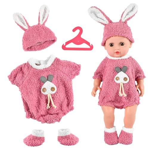 Puppenkleidung, Puppenkleider Outfits für 35-43cm New Born Baby Puppen Baby Born Kleider mit Hut und Socken, Geschenke für Jungen Mädchen (Kaninchen) von Zecouk