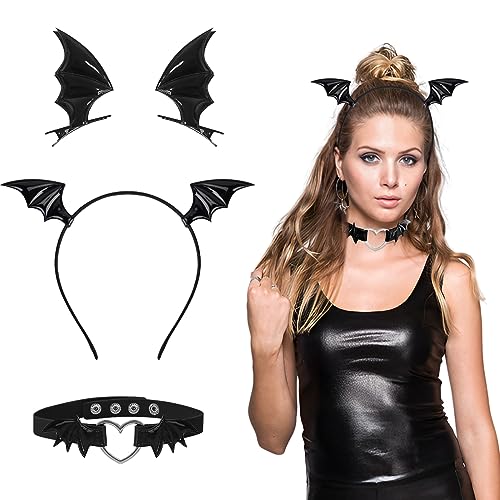 Zecouk Fledermaus Haarreif Damen Haarschmuck Haarspange Fledermausohren Haarreifen Fledermaus Ohren Kopfschmuck für Halloween, Maskerade, Karneval (Schwarz) von Zecouk