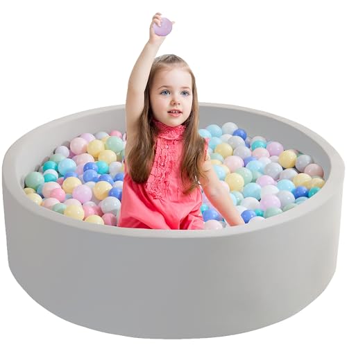 Zedachica Bällebad Baby 90Cmx30Cm Schaumstoff Bällebad Kinder Rund Bällebad Baby ab 1 Jahr Baby Bällepool für Innen und Außenbereich Mädchen und Jungen, (Grau, Ohne Bälle) von Zedachica