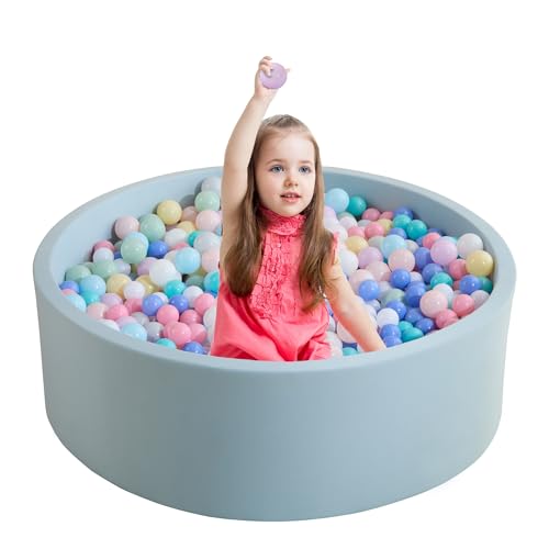 Zedachica Bällebad Baby 90Cmx30Cm Schaumstoff Bällebad Kinder Rund Bällebad Baby ab 1 Jahr Baby Bällepool für Innen und Außenbereich Mädchen und Jungen, (Hellblau, Ohne Bälle) von Zedachica