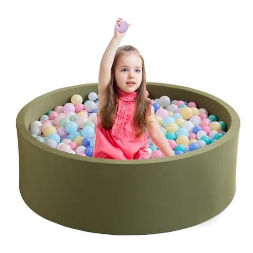 Zedachica Bällebad Baby 90Cmx30Cm Schaumstoff Bällebad Kinder Rund Bällebad Baby ab 1 Jahr Baby Bällepool für Innen und Außenbereich Mädchen und Jungen, (Salbei grün, Ohne Bälle) von Zedachica