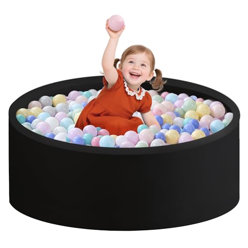 Zedachica Bällebad Baby 90Cmx30Cm Schaumstoff Bällebad Kinder Rund Bällebad Baby ab 1 Jahr Baby Bällepool für Innen und Außenbereich Mädchen und Jungen, (Schwarz, Ohne Bälle) von Zedachica