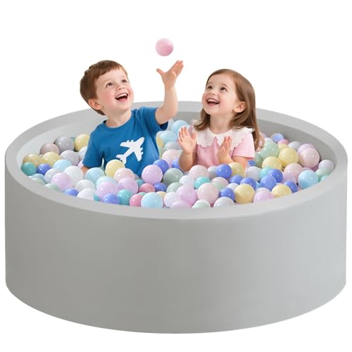 Zedachica Bällebad Baby 120Cmx40Cm Schaumstoff Bällebad Kinder Rund Bällebad Baby ab 1 Jahr Baby Bällepool für Innen und Außenbereich Mädchen und Jungen, (Grau, Ohne Bälle) von Zedachica