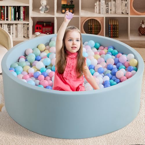 Zedachica Bällebad Baby 120Cmx40Cm Schaumstoff Bällebad Kinder Rund Bällebad Baby ab 1 Jahr Baby Bällepool für Innen und Außenbereich Mädchen und Jungen, (Hellblau, Ohne Bälle) von Zedachica