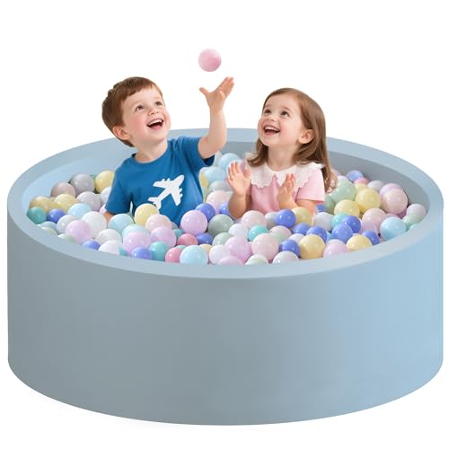 Zedachica Bällebad Baby 120Cmx40Cm Schaumstoff Bällebad Kinder Rund Bällebad Baby ab 1 Jahr Baby Bällepool für Innen und Außenbereich Mädchen und Jungen, (Hellblau, Ohne Bälle) von Zedachica