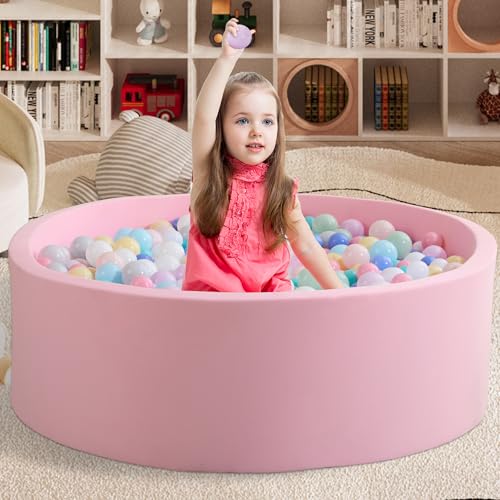 Zedachica Bällebad Baby 120Cmx40Cm Schaumstoff Bällebad Kinder Rund Bällebad Baby ab 1 Jahr Baby Bällepool für Innen und Außenbereich Mädchen und Jungen, (Rosa, Ohne Bälle) von Zedachica