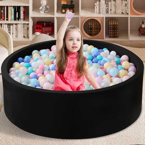 Zedachica Bällebad Baby 120Cmx40Cm Schaumstoff Bällebad Kinder Rund Bällebad Baby ab 1 Jahr Baby Bällepool für Innen und Außenbereich Mädchen und Jungen, (Schwarz, Ohne Bälle) von Zedachica