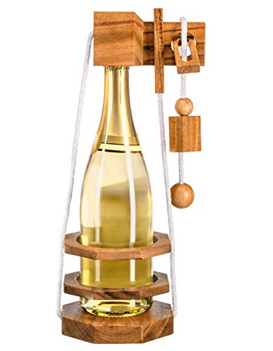 Zederello, Flaschenpuzzle für Champagner Sekt Wein, Flaschen Tresor, Safe Holz, Flaschenrätsel, Geschicklichkeitsspiel von Zederello
