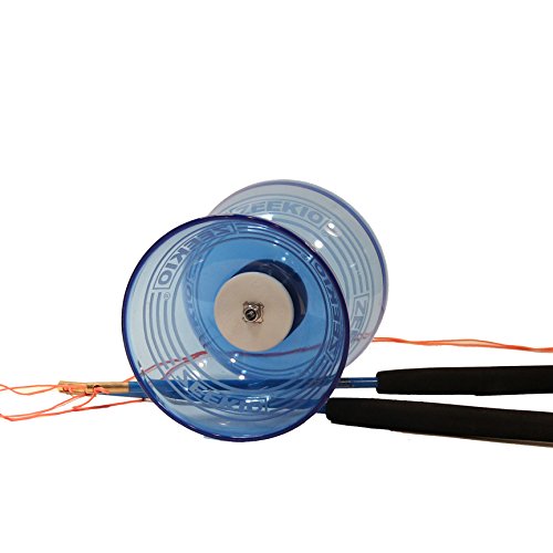 Zeekio Crystal Series Master Spin Diabolo Set - Dreifach-Kugellager, Fiberglasstäbe und Schnur (blau) von Zeekio