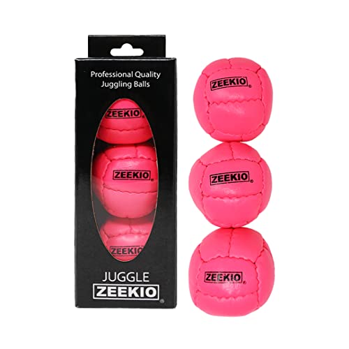 Zeekio Galaxy Jonglierball – professionelle Qualität – geeignet für alle Niveaus und Altersgruppen – Premium-Echtleder-Ball mit 12 Paneelen – langlebig – 130 g, 67 mm – 3er-Set – Rosa von Zeekio