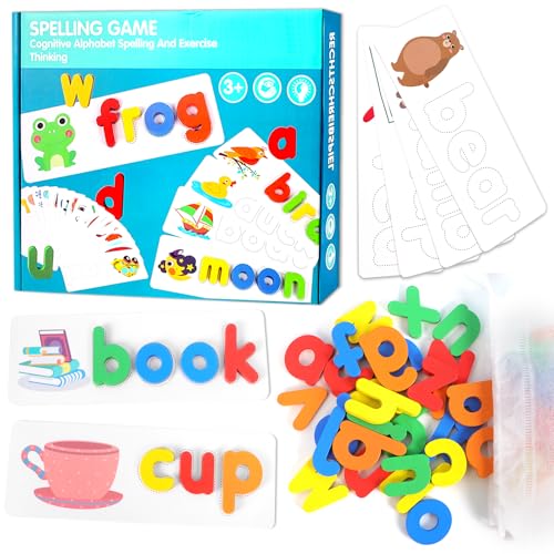 Zefphxs Buchstaben Lernen Lernspiele, Montessori Spielzeug ab 3 4 5 6 7 8 Jahre Junge, Steckpuzzle Holz Montessori Spielzeug Vorschule Spiele ab 3-8 Jahre Junge und Mädchen Einschulung Geschenk von Zefphxs