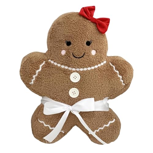 Zegaqae Lebkuchenmann Kissen, Weihnachten Plüschtier, 40cm Kuschelig Weiche Lebkuchenmännchen Figur, Dekoration Geschenk Für Kinder Erwachsene von Zegaqae