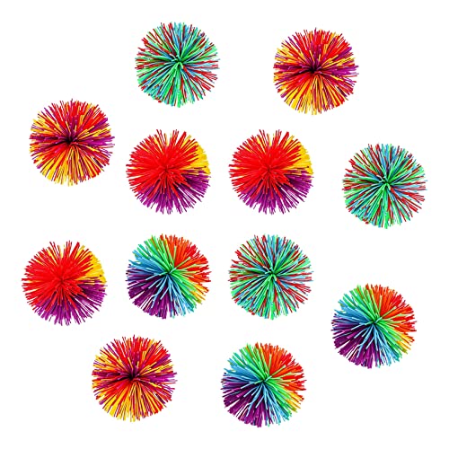 Zehan Zitong 12Stücke Stringy Balls Sensory Fidget Stringy BallsRegenbogen Bunt Pom Ball Zum Stressabbau Wuschelball für Kinder und Erwachsene (Mehrfarbig) von Zehan Zitong