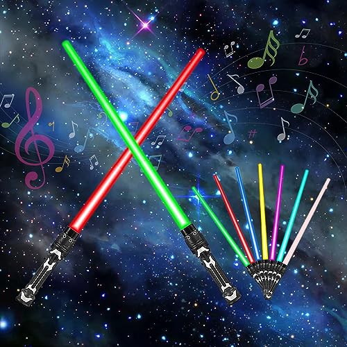 2 Stück Lichtschwer Spielzeug, Star Wars Lichtschwert,7 Farben Lichtschwert und Soundeffekten，,Doppelklingen Laserschwert,Cosplay Spielzeug für Kinder von Zehan Zitong