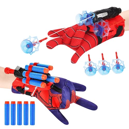 Zehan Zitong 2 Stück Launcher Handschuh,Super Spider Launcher,Held Launcher,Launcher Spielzeug,Hero Launcher Handgelenk Spielzeug,Kids Spider Hero,Cosplay Glove Launcher,Lernspielzeug für Kinder von Zehan Zitong
