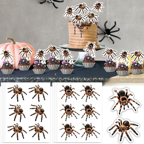 60 Stück Halloween Cupcake Toppers,Halloween Tortendeko, halloween Deko Kuchen,Furcht Deko Kuchen EssbarTopper Spinnen Tortenaufsatz für Partykuchen,Käsekuchen,Häppchen Pralinen von ZeiLaBang Kakadi
