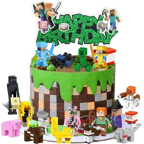 Pixe Figuren Tortendeko, Cartoon Mini Tortenfiguren, Kuchen Deko Kindergeburtstag, Cake Topper für Party Supplies (A) von ZeiLaBang Kakadi