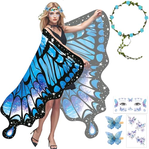 Schmetterling Kostüm Damen,Schmetterling Kostüm Erwachsene,Kostüm Schmetterling Damen,Schmetterling Umhang Damen,Karneval Kostüm Damen,Verkleidung Schmetterlingsflügel für Karneval,Mottoparty von ZeiLaBang Kakadi