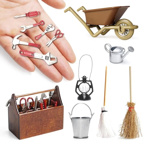 Wichtel Zubehör,13 Stück Mini Wichtel Werkzeugkasten mit Werkzeug,Wichtel Werkzeug Set,Wichtel Baustelle,Miniatur Spielzeug für 1:12 Puppenhaus Zubehör Weihnachten von ZeiLaBang Kakadi