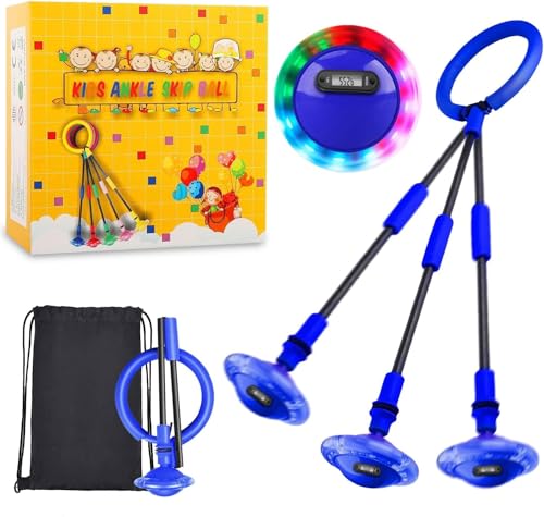 Kinder Blinkender Springring,Blinkt Schaukelball,Swing Wheel mit Zähler,Timer,Kalorienzähler,Faltbarer Flash Jumping Ball,Fettverbrennungsspiel für Kinder und Erwachsene, ​Outdoor-Hüpfspiel von ZeiLaBang Kakadi