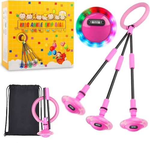 Kinder Blinkender Springring,Blinkt Schaukelball,Swing Wheel mit Zähler,Timer,Kalorienzähler,Faltbarer Flash Jumping Ball,Fettverbrennungsspiel für Kinder und Erwachsene, ​Outdoor-Hüpfspiel von ZeiLaBang Kakadi