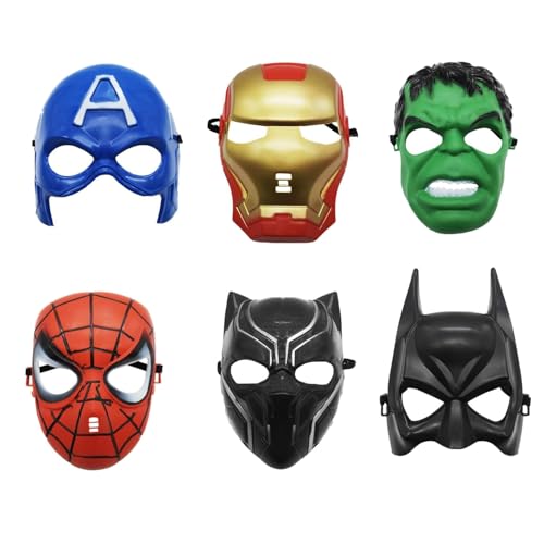 Superhero Maske,6 Stück Cosplay Masken,Kinder Party Masken,Cosplay Thema Geburtstage,Erwachsene für Maskerade,Tiermasken für Kinder für Mädchen Junge Geburtstage Karneval Maskerade Rollenspiel von ZeiLaBang Kakadi