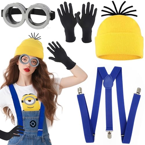 ZeiLaBang Kakadi 4 Stück Minion Kostüm Zubehör,Gelbes Kostüm set für cosplay,1 Brille Gelbe 1 Mütze 1 Schwarze Handschuhe Set,Schwarze Handschuhe und Gelbe Beanie Hüte, für Damen Herren Kinder ZeiLaBang Kakadi 4 Stück Minion Kostüm Zubehör,Gelbes Kostüm set für cosplay,1 Brille Gelbe 1 Mütze 1 Schwarze Handschuhe Set,Schwarze Handschuhe und Gelbe Beanie Hüte, für Damen Herren Kinder von ZeiLaBang Kakadi