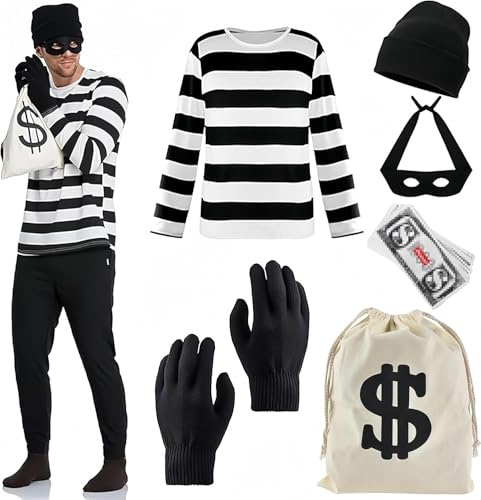 ZeiLaBang Kakadi Party Fashion - Kostüm Dieb,Kostümset für Räuber für Erwachsene,Karneval Kostüm,Sträfling Kostüm Herren,Taschen und Augenmaske,Banknoten,Hut,Socken für Karneval Halloween Kostüm ZeiLaBang Kakadi Party Fashion - Kostüm Dieb,Kostümset für Räuber für Erwachsene,Karneval Kostüm,Sträfling Kostüm Herren,Taschen und Augenmaske,Banknoten,Hut,Socken für Karneval Halloween Kostüm von ZeiLaBang Kakadi