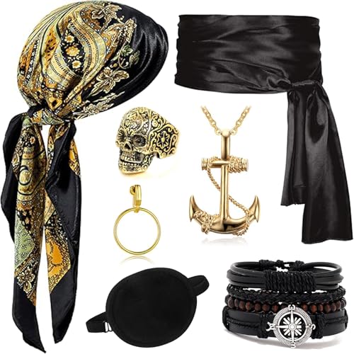 ZeiLaBang Kakadi Piraten Accessoires Set,Piratenkapitän Kostümzubehör,Mittelalter Piratenkostüm Zubehör Set,Piraten Kostüm Zubehör für Halloween Karneval Cosplay Party von ZeiLaBang Kakadi