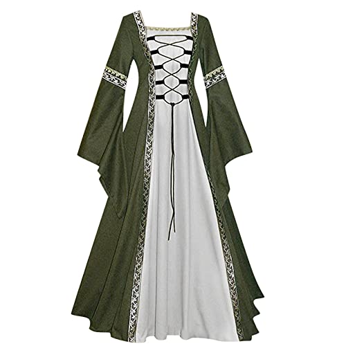 Zeiayuas Gothic Kleid Damen Renaissance Kleid Halloween Kostüm Große Größe Gothic Maxikleid Sexy Mittelalter Kleid mit Cosplay Mittelalterliche Kleider für Damen Schwarzes Gothic Kleid Lang von Zeiayuas