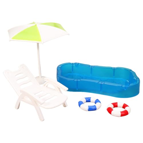 Zeiwohndc 1/12 Skala Miniature Beach Szene Decors Set Deck Stuhl Pool Perfekt Für Dollhouses Szene Mit Realistischem Design von Zeiwohndc