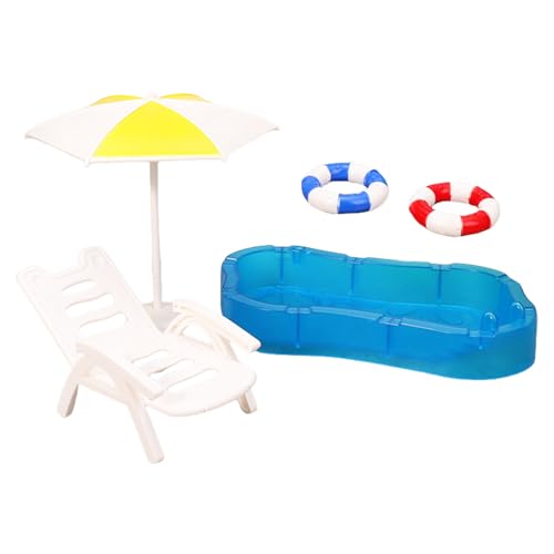 Zeiwohndc 1/12 Skala Miniature Beach Szene Decors Set Deck Stuhl Pool Perfekt Für Dollhouses Szene Mit Realistischem Design von Zeiwohndc