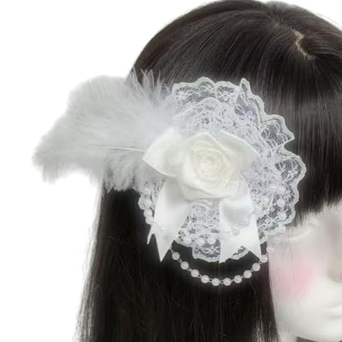 Zeiwohndc Lady Fascinator Elagant Clip Gefiederter Kopfschmuck Für Make Up Party Maskeraden Flapper Cosplay Haarzubehör von Zeiwohndc