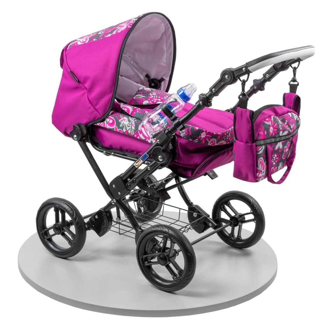 Kombi-Puppenwagen Zeki Complete, Hibiskus Pink von Zekiwa