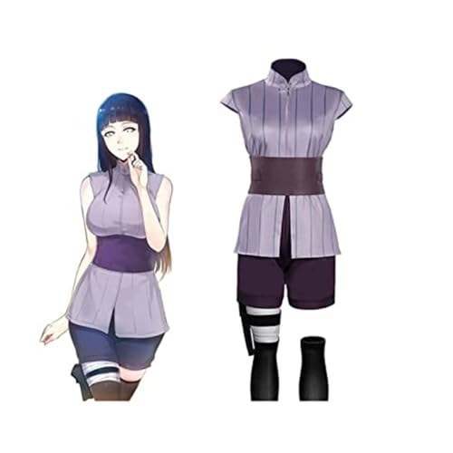 Hyuga Hinata Cosplay Kostüm Halloween Party Uniform Outfits 5 Stück,Purple-M von Zenaha