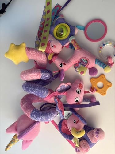 Autositzspielzeug für Babys - 0-12 Monate Baby Mädchen Spiral Kinderwagen Autositz Spielzeug mit Musik, Rassel, Spiegel, 5-in-1 teilbare Aktivität Hängespielzeug Neugeborene sensorisches Spielzeug von Zendstanding